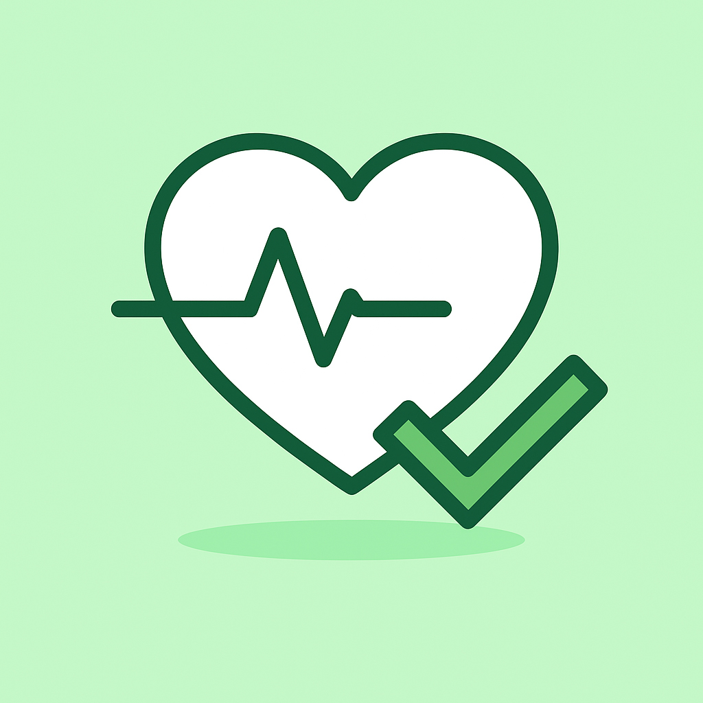 症状安定 ハートにチェックマークが入ったイラスト